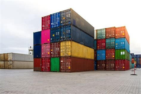 Cargo Containers Cargo Container Yard Stock Image Image Of Freight