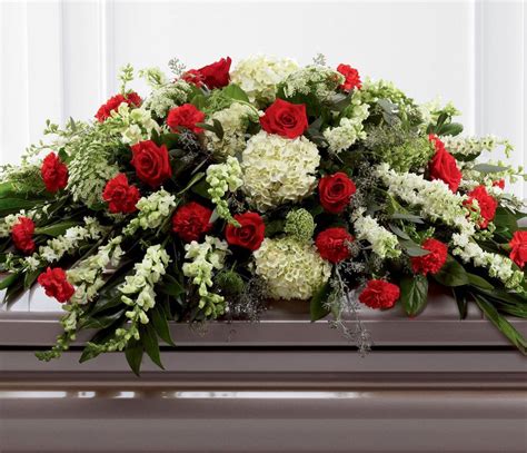 Mixed Casket Spray Red And Green Arbour Blooms Florist