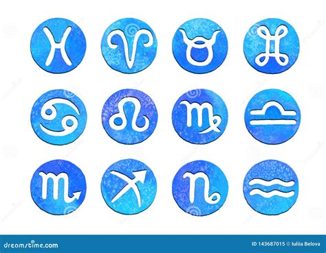 Set Of Watercolor Signs Of The Zodiac Watercolor Texture Horoscope