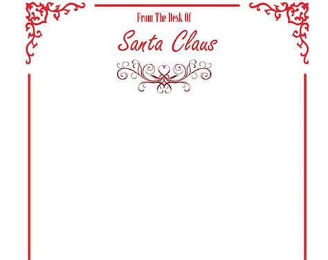 Letter From Santa Printable Santa Stationery Blank Note Paper Mail From Santa Christmas Template