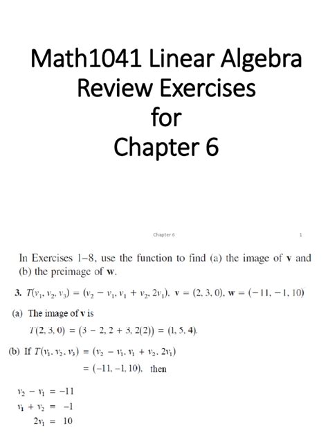 Math1041 Linear Algebra Review Exercises For Pdf