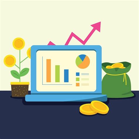 Premium Vector Product Sales Report Graph Results On Computer
