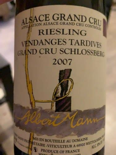 Albert Mann Riesling Vendanges Tardives Alsace Grand Cru Schlossberg