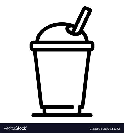 Juice plastic cup icon outline style Royalty Free Vector