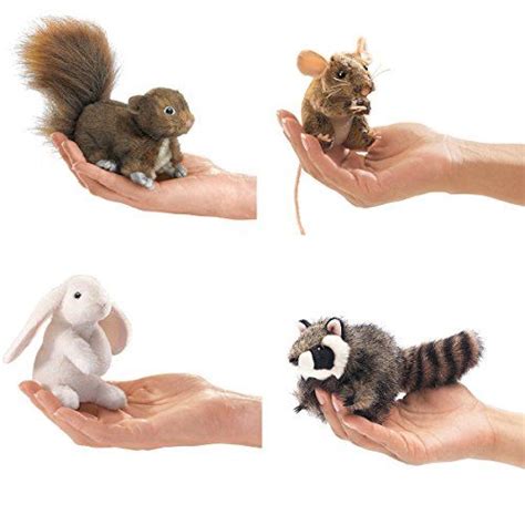 Folkmanis Mini Woodland Creatures Finger Puppets Bundle Red Squirrel