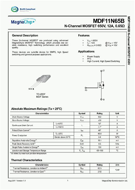 Mdf11n65b 8783450 Pdf Datasheet Download Ic On Line