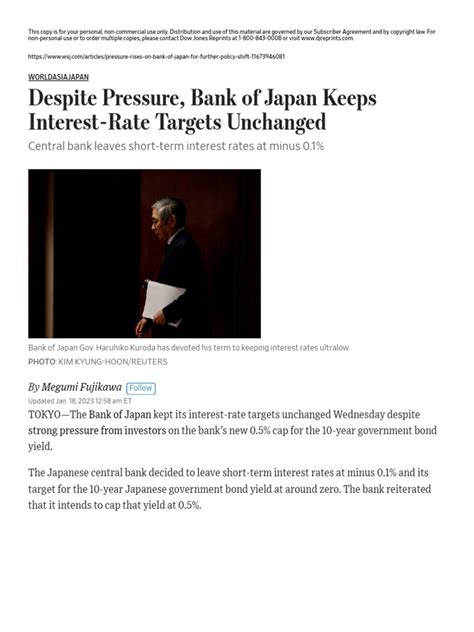 Despite Pressure Bank Of Japan Maintains Ultra Low Interest Rates And