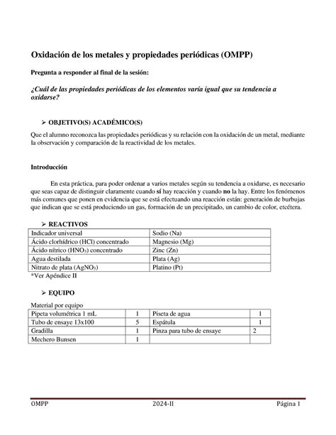 Oxidaci N De Metales Y Prop Peri Dicas Imprimir Oxidaci N De Los