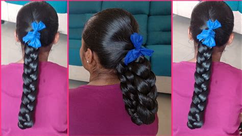 Single Fold Braid Double Braid With Ribbon Long Hair Oily