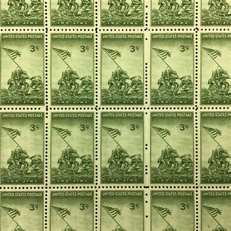 929 Iwo Jima Wwii Battle 3 Cent Stamps Sheet Of 50 Issued In 1945