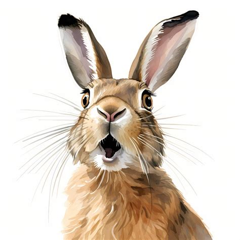 Surprised Hare Shocked Rabbit Forest Animal Watercolor Clipart Set