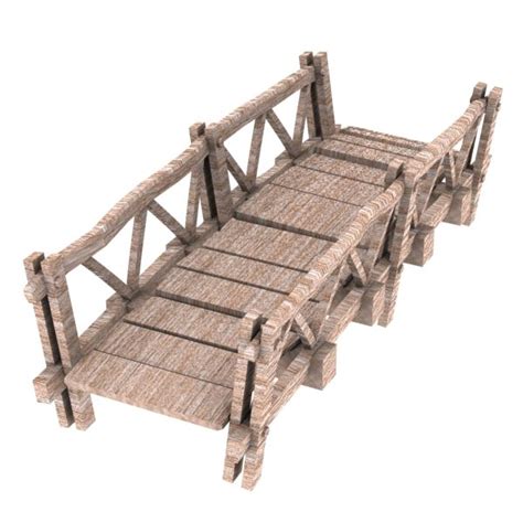 Puente De Madera De Dibujos Animados Modelo D Max Obj Fbx