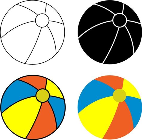 Outline Silhouette Beachball Icon Set Vector Art At Vecteezy