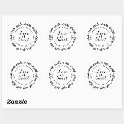 Floral Wreath Love Is Sweet Wedding Favor Classic Round Sticker Zazzle