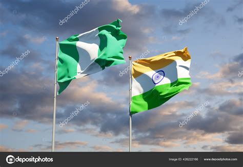 Hermosas Banderas Estatales Nacionales Nigeria India Juntas Fondo Del