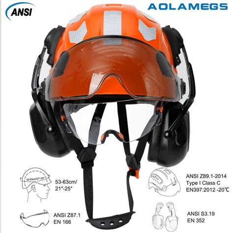 Aolamegs Ce Construction Safety Helmet With Visor Built Goggles