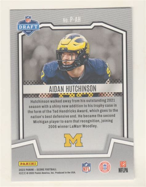 Panini Score Protential P Ah Aidan Hutchinson Rc Rookie Detroit