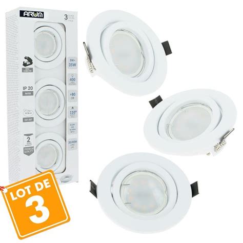 Lot De Spot Led Encastrable Plafond Complet Blanc Orientable Avec