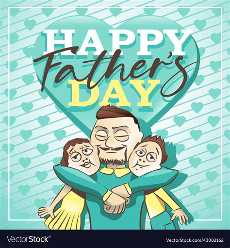 Happy Father With A Son And Daughter Royalty Free Vector