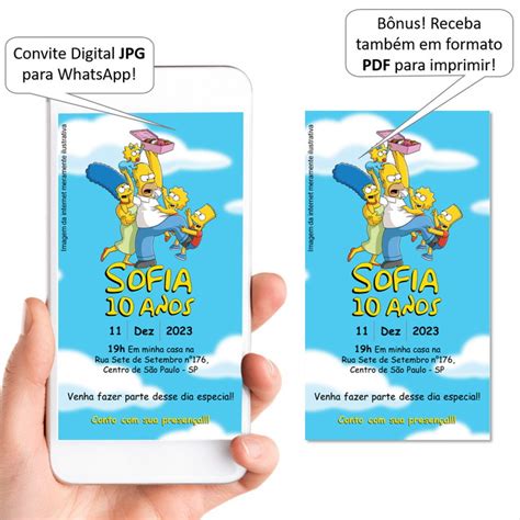 Convite Digital de Aniversário para Whatsapp Simpsons Elo7