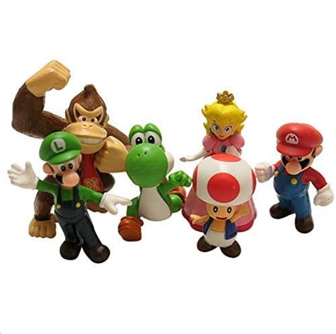 SUVIYA 6 Pcs Super Mario Brothers Cake Topper Figures Toy Set Mario