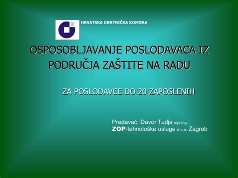 PPT OSPOSOBLJAVANJE POSLODAVACA IZ PODRUČJA ZAŠTITE NA RADU