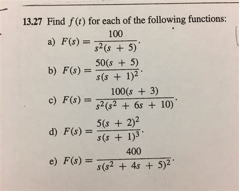 Solved Find F T For Each Of The Following Functions A Chegg