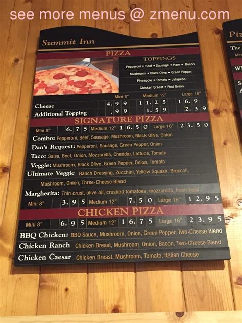 Online Menu Of Summit Inn Pizza Restaurant Kamas Utah 84036 Zmenu