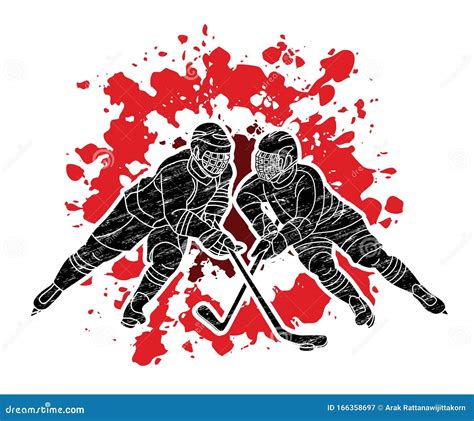 Ice Hockey Sobre Hielo Caricatura Deportiva Ilustración del Vector