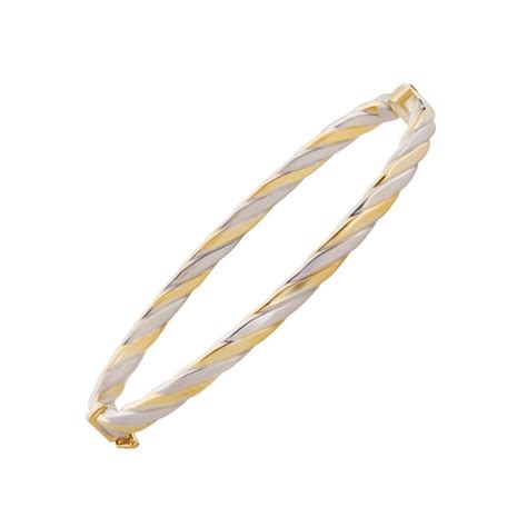 Bracelet Rigide En Or K Tone Jaune Blanc Color Tons