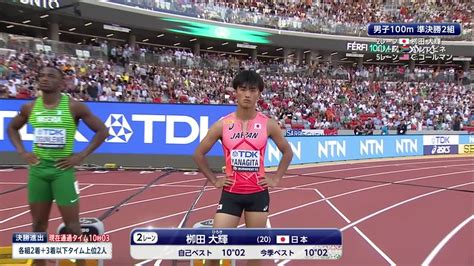 【動画】【世界陸上ブダペスト】男子100m 準決勝 2組 栁田大輝【ハイライト】 スポーツナビ「世界室内陸上2024」