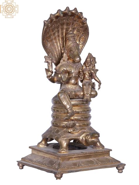 Bronze Hayagreeva Avatara Of Lord Vishnu With Devi Lakshmi Seated