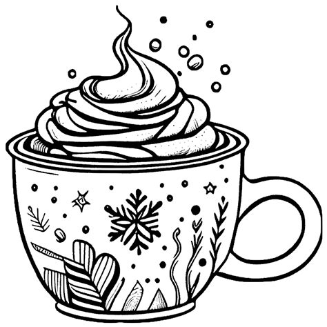 Cozy Hot Chocolate Coloring Page Creative Fabrica