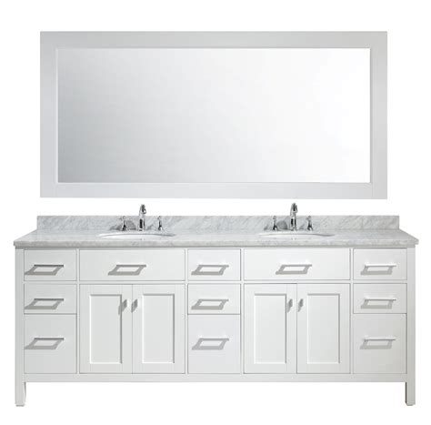 Design Element London 84 Double Sink Bathroom Vanity Set In White With