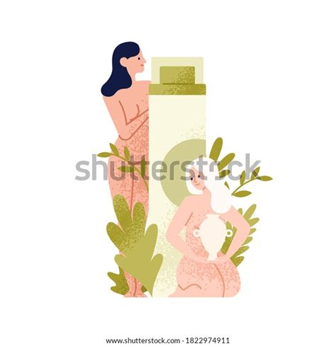 Two Naked Women Giant Bottle Cream Stock Vector Royalty Free Shutterstock