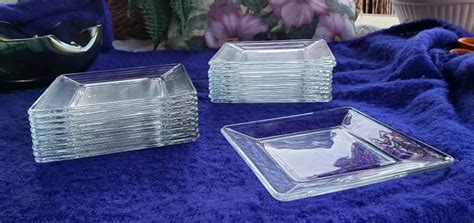 Contemporary Clear Glass Square Mini Plates For Parties Etsy