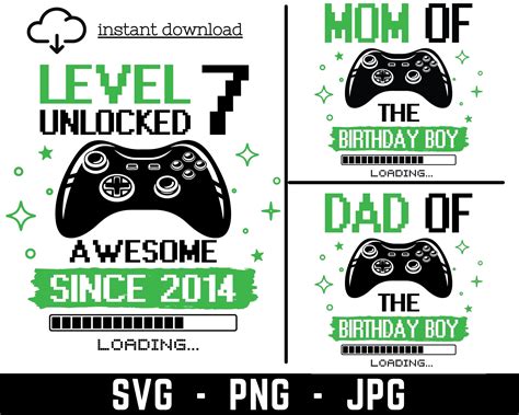 Level 7 Unlocked Svg 7th Birthday Boy Gamer 7 Years Old Etsy