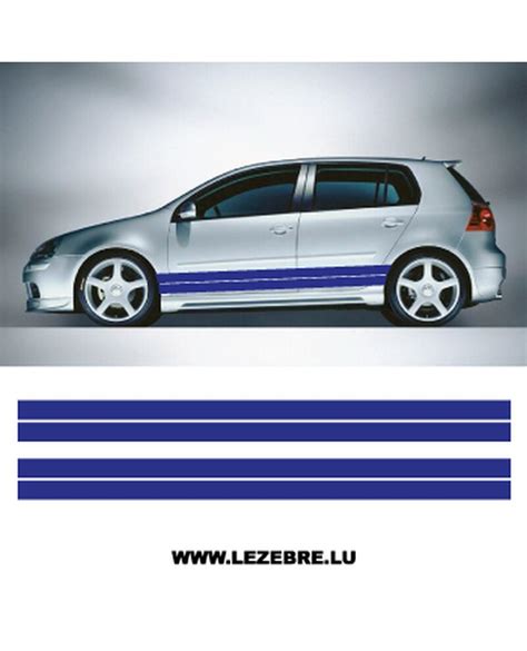 Kit Stickers Autocollants Doubles Bandes Bas De Caisse Voiture