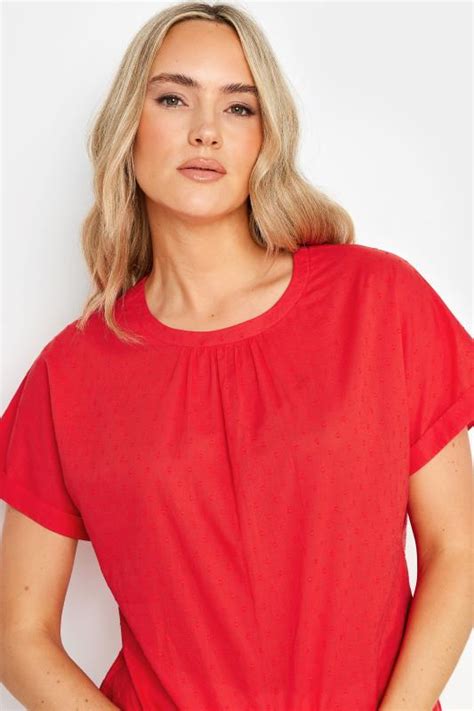 LTS Tall Women S Red Short Sleeve Dobby Top Long Tall Sally