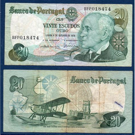 Portugal Pick N176b TB Billet De Banque De 20 Escudos 1978