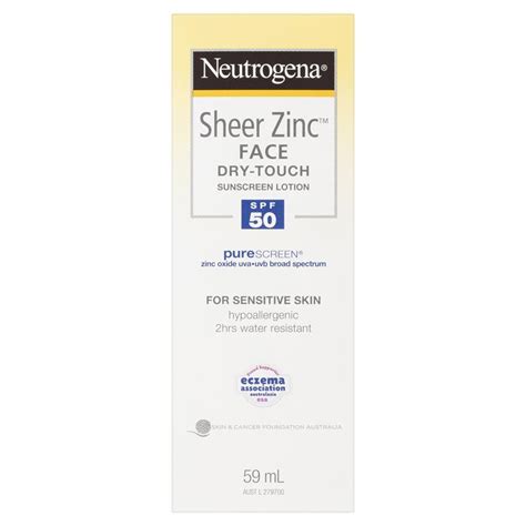 Buy Neutrogena Sheer Zinc Face Dry Touch Sunscreen Lotion SPF50 59mL