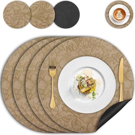 Placemats Pu Leather Place Mats And Coasters Set Of Dual Color