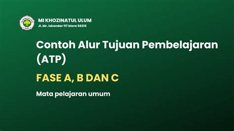 Contoh Alur Tujuan Pembelajaran Atp Fase A Fase B Dan Fase C Mi