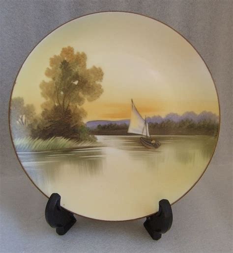 Nippon Hand Painted Sail Boat Scenic Plate Morimura Bros 625 Mark 47