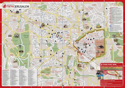 Map of Jerusalem tourist: attractions and monuments of Jerusalem