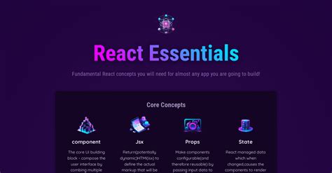 React Essentials Start Forked Codesandbox