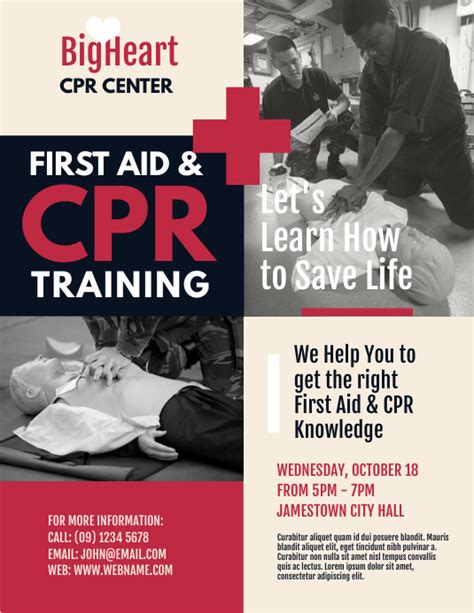 First Aid And Cpr Training Flyer Template Postermywall