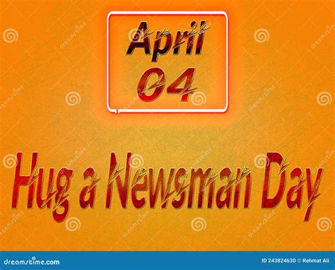 April Hug A Newsman Day Text Effect On Orange Background Stock