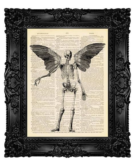 Winged Skeleton Art Print Skeleton Wall Art Print Human Etsy