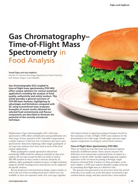 Pdf Gas Chromatography Time Of Flight Mass Spectrometry In Food Analysis